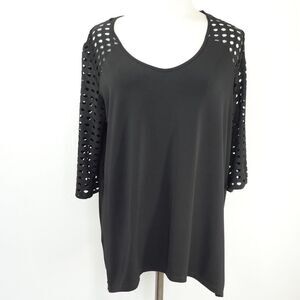 Clara Sun Woo Lattice Cut Out Top - Black - L